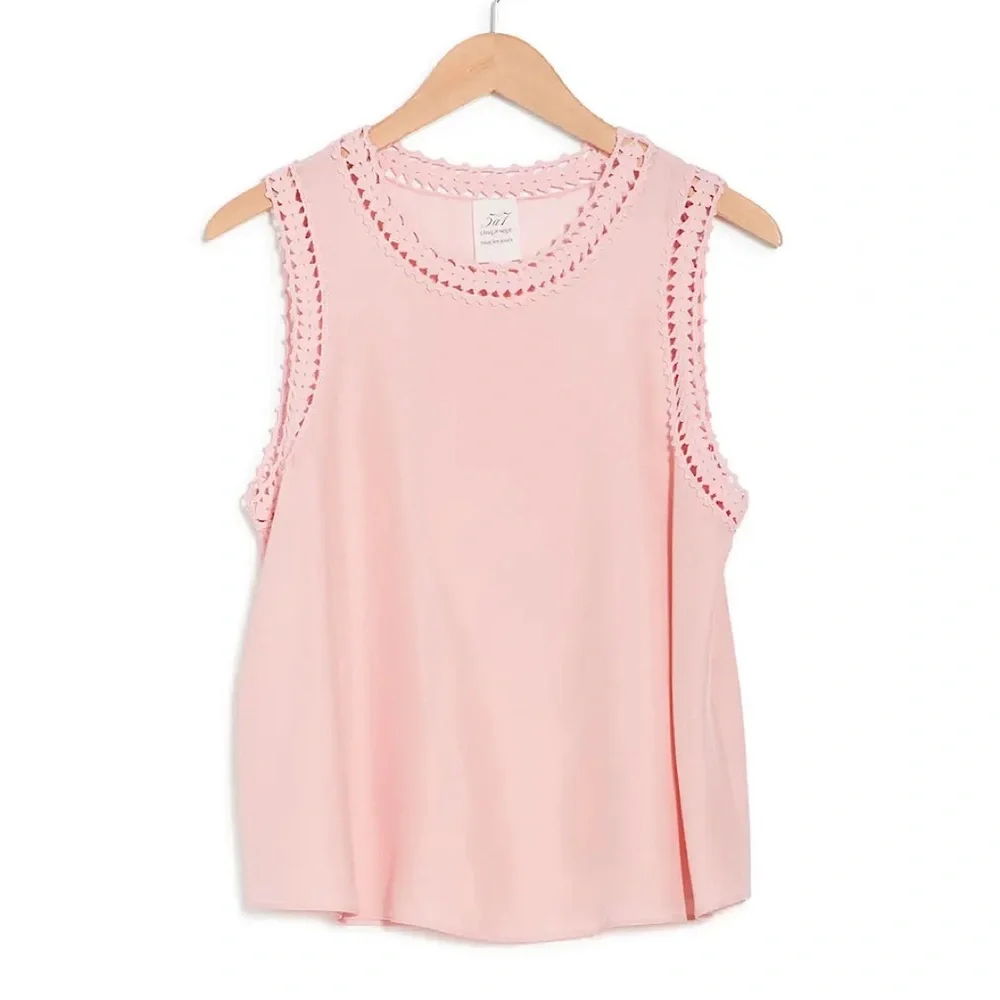 🔥🔥🔥NEW Cinq a Sept Ellina Lace Trim Silk Blouse - Picture 2 of 3